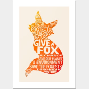 Give a Fox Silhouette - Save Our Planet - World Cloud Posters and Art